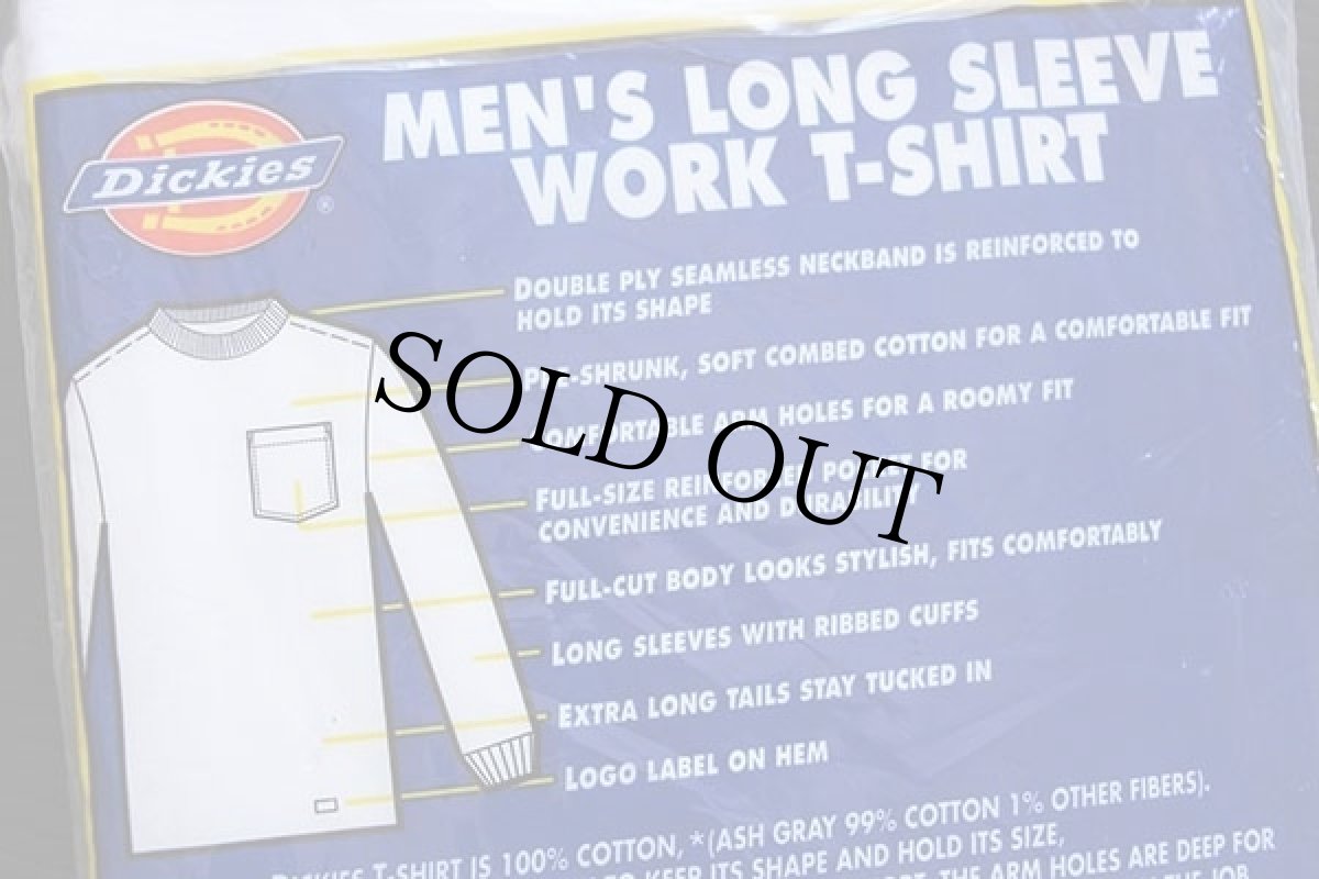 画像3: デッドストック★00s Dickiesディッキーズ 無地 コットン ポケット付き 長袖Tシャツ 白 XL (3)