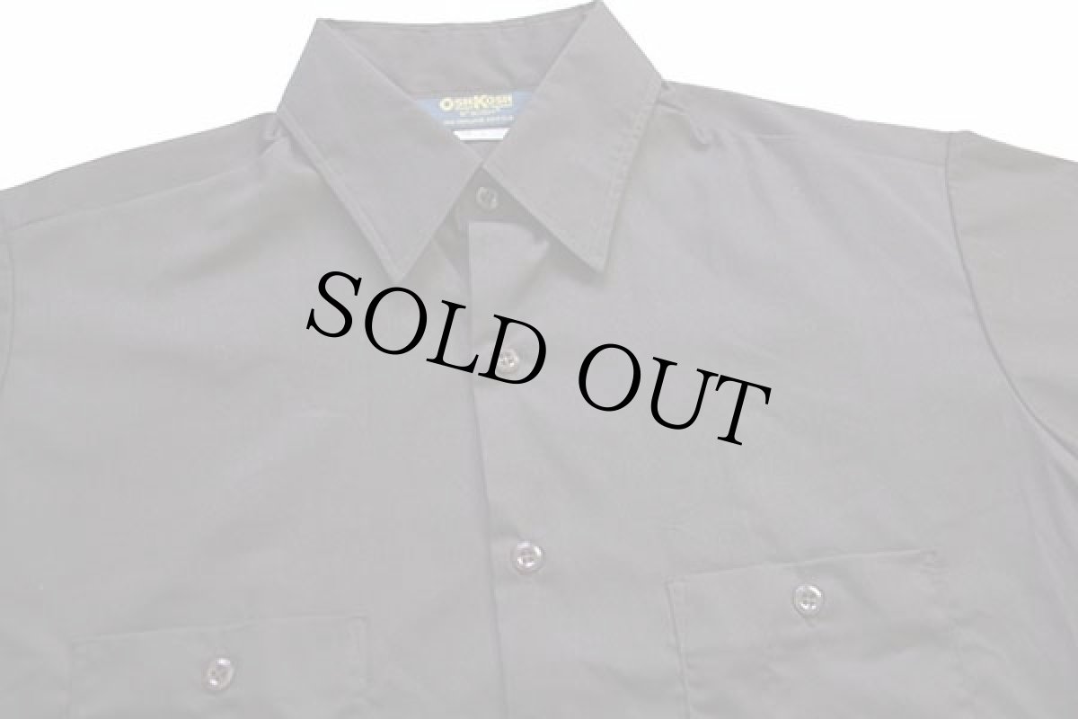 画像4: デッドストック★80s USA製 OSHKOSH B'GOSH 無地 半袖 ワークシャツ 焦げ茶 M (4)