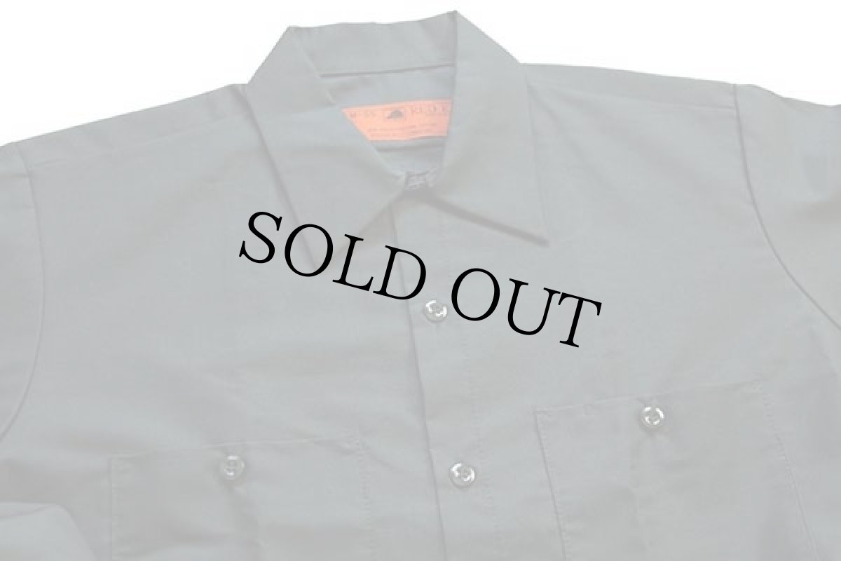 画像4: デッドストック★80s USA製 RED KAPレッドキャップ 無地 半袖 ワークシャツ 深緑 M (4)