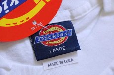 画像5: デッドストック★90s USA製 Dickiesディッキーズ 無地 ポケット付き コットン 長袖Tシャツ 白 L (5)