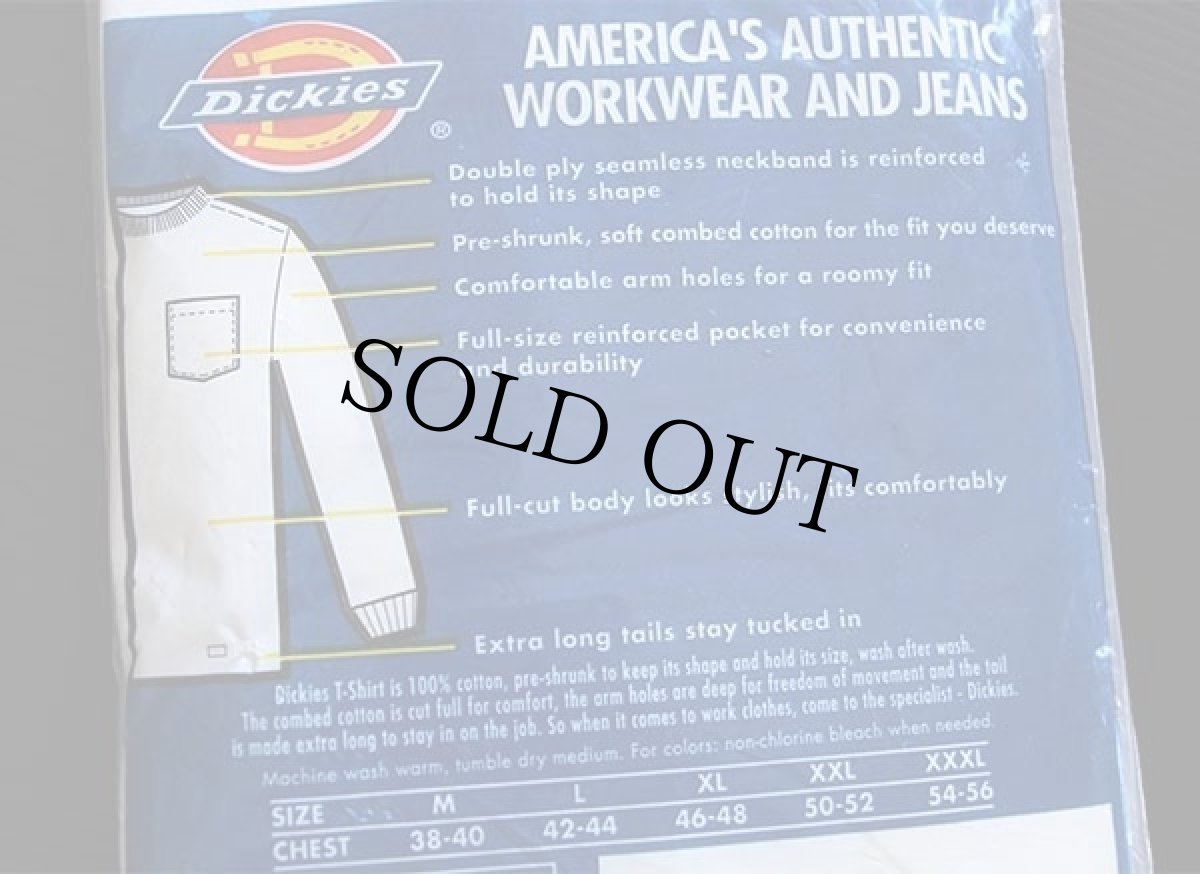 画像3: デッドストック★90s USA製 Dickiesディッキーズ 無地 ポケット付き コットン 長袖Tシャツ 白 L (3)