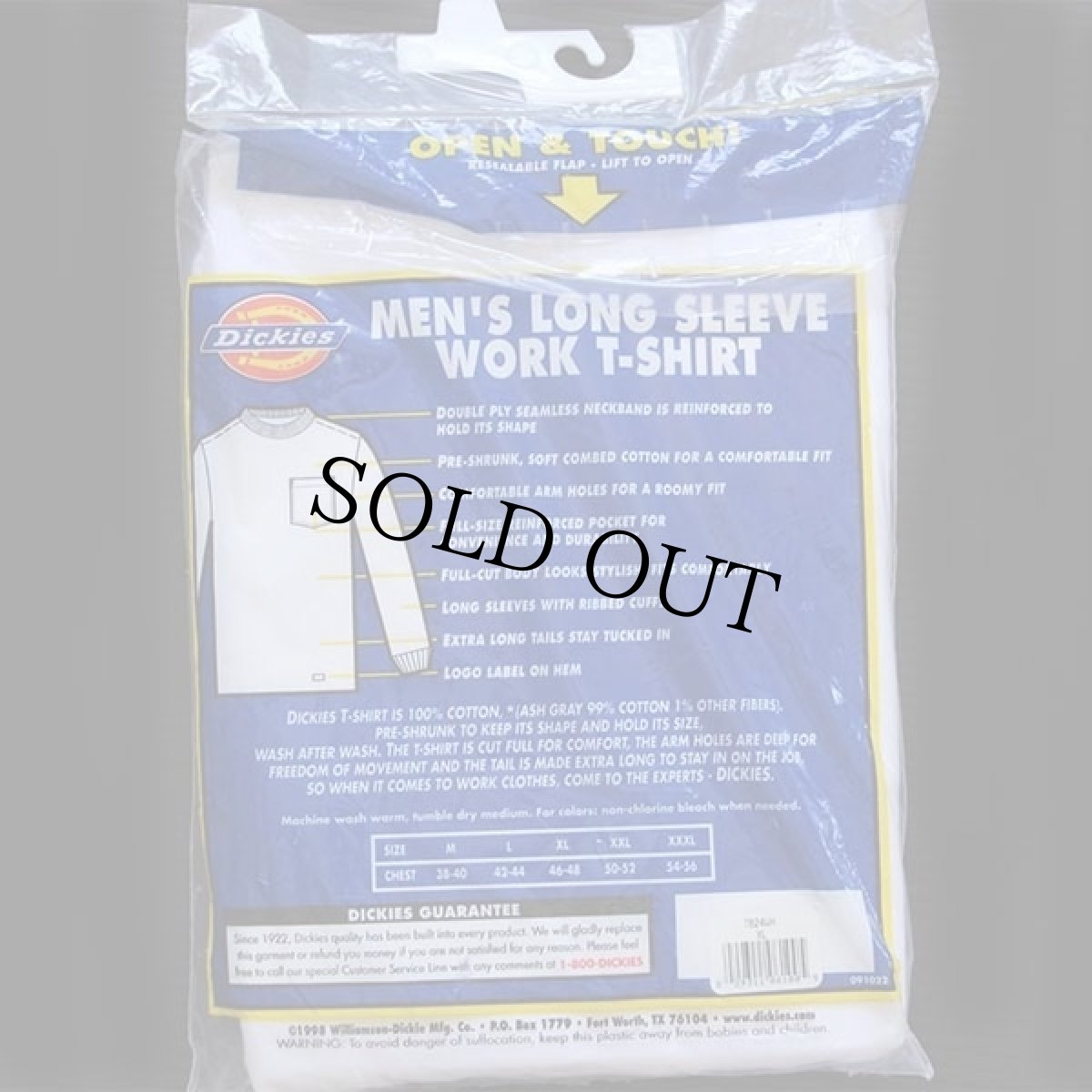 画像2: デッドストック★00s Dickiesディッキーズ 無地 コットン ポケット付き 長袖Tシャツ 白 XL (2)