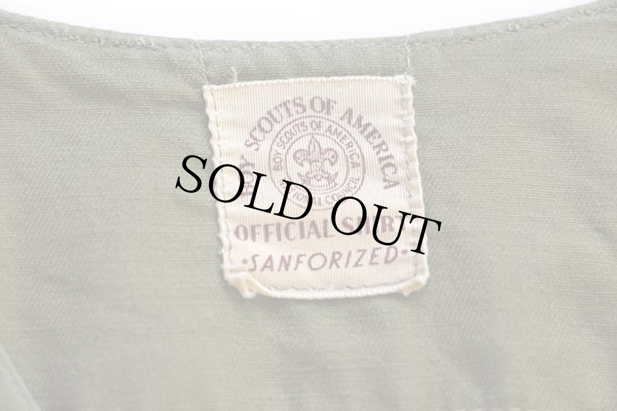 画像4: 60s BSA ボーイスカウト ノーカラー 半袖 コットンポプリンシャツ オリーブ (4)