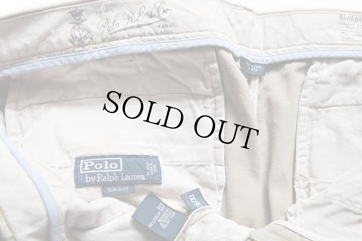 画像6: 00s ポロ ラルフローレン SLIM GI FIT ビンテージ加工 コットン チノパン カーキ w36 (6)