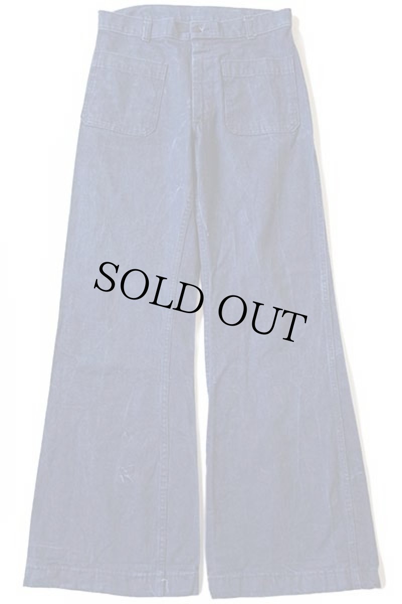 画像2: 80s 米軍 U.S.NAVY ステンシル フレア デニム セーラーパンツ 32R (2)