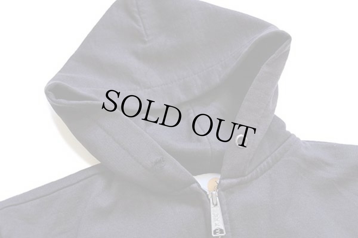 画像3: 90s carharttカーハート ワンポイント ライナー付き スウェット ジップパーカー 黒 (3)