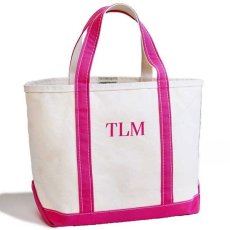 画像1: L.L.Bean BOAT AND TOTE TLM刺繍 キャンバス トートバッグ ピンク M★ミディアム (1)