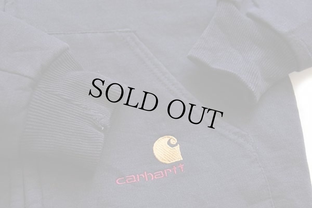 画像6: 90s carharttカーハート ワンポイント ライナー付き スウェット ジップパーカー 黒 (6)