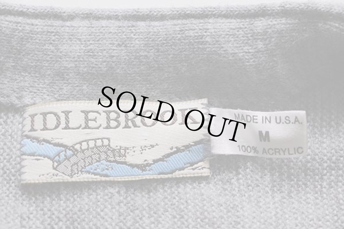 画像4: 80s USA製 IDLEBROOK パール編み アクリルニット カーディガン グレー M (4)