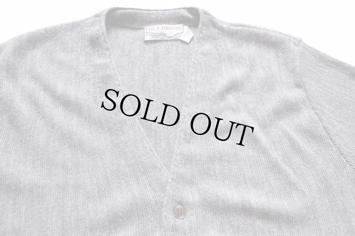 画像3: 80s USA製 IDLEBROOK パール編み アクリルニット カーディガン グレー M (3)