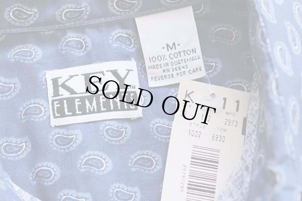 画像5: デッドストック★90s KEY ELEMENTS ペイズリー 総柄 半袖 コットンシャツ M (5)