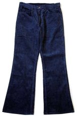 画像2: 70s USA製 Levi'sリーバイス 646 コーデュロイパンツ 紺 w33 L29★ベルボトム (2)