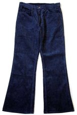 画像2: 70s Levi'sリーバイス 646 コーデュロイパンツ 紺 w33 L29★ベルボトム (2)