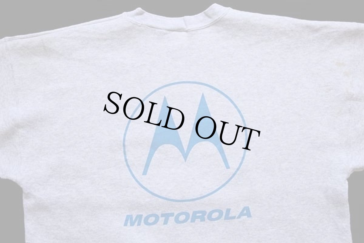 画像3: 90s Hanes MOTOROLAモトローラ ロゴ 両面プリント スウェット 杢ライトグレー (3)
