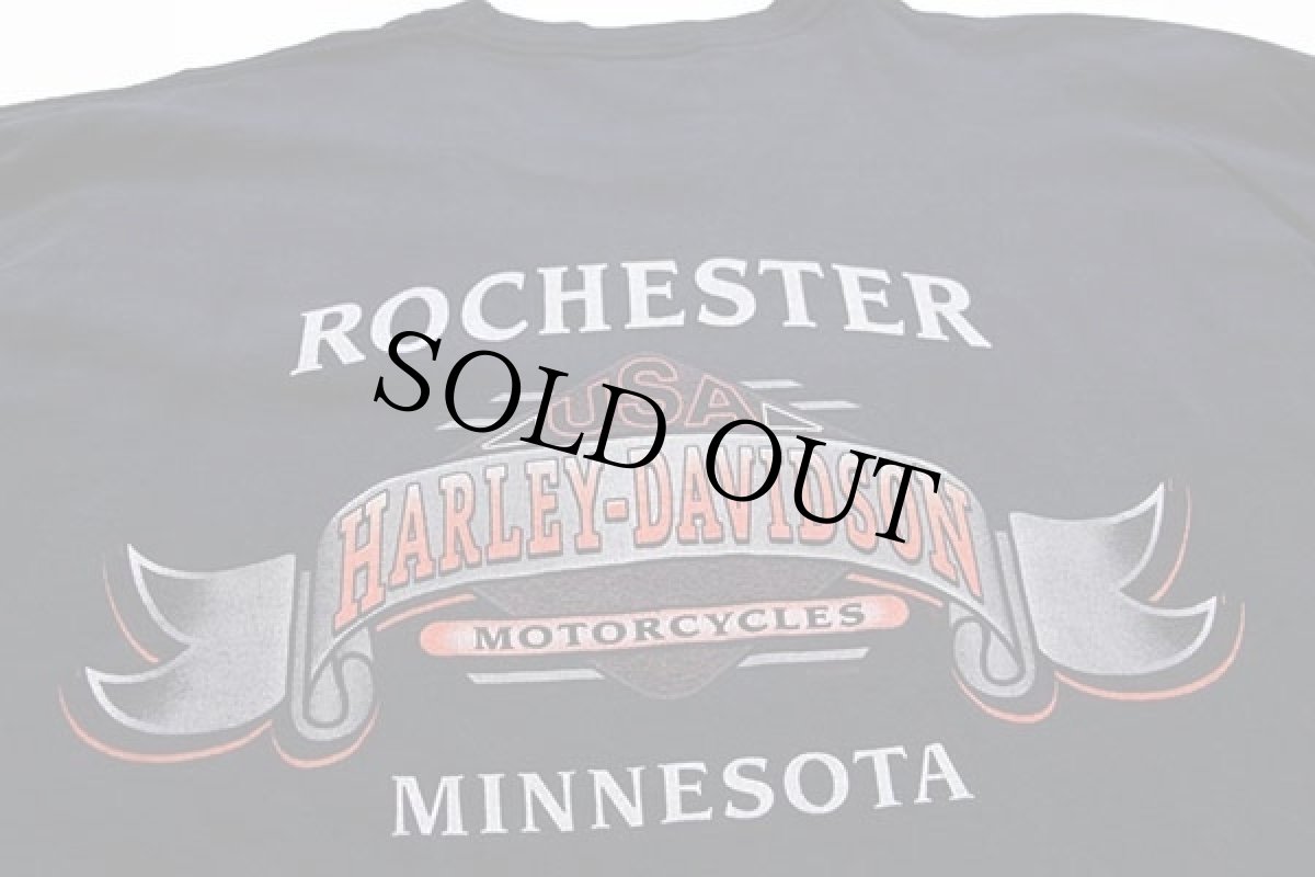画像4: 00s USA製 HARLEY-DAVIDSONハーレー ダビッドソン 両面プリント タイダイ染め コットン 長袖Tシャツ 黒 XL (4)
