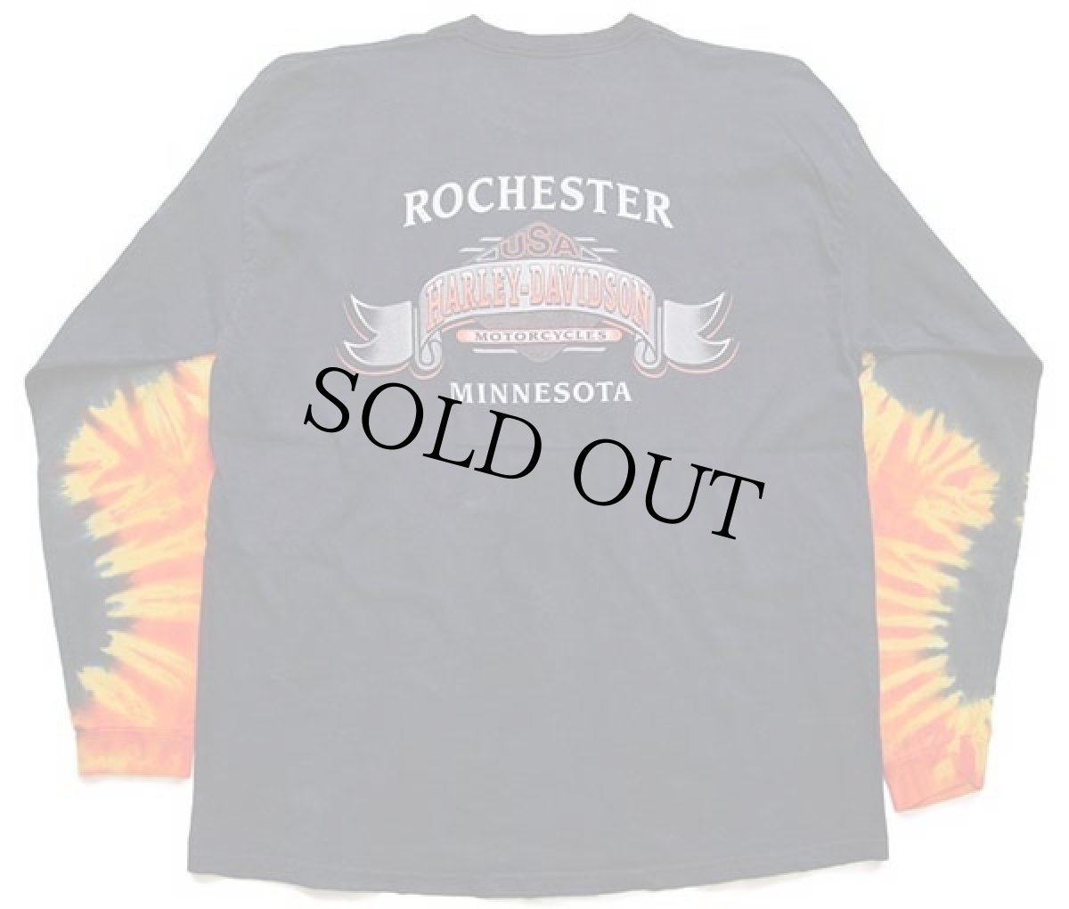 画像2: 00s USA製 HARLEY-DAVIDSONハーレー ダビッドソン 両面プリント タイダイ染め コットン 長袖Tシャツ 黒 XL (2)