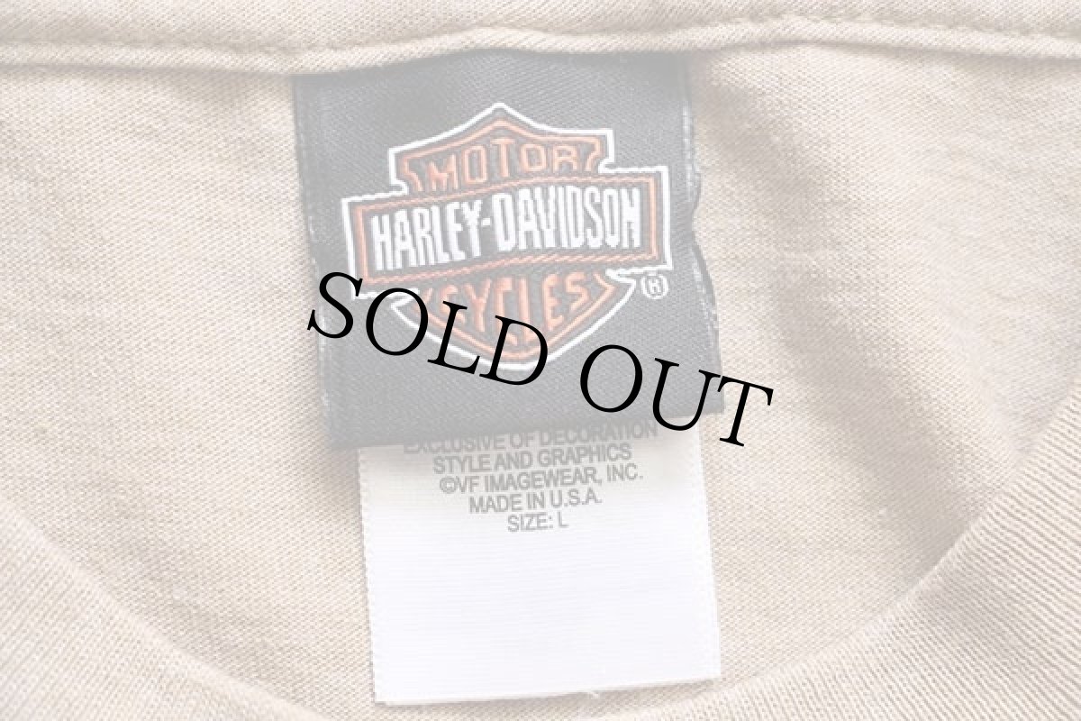 画像5: デッドストック★00s USA製 HARLEY-DAVIDSONハーレー ダビッドソン MDA ポケット付き 長袖Tシャツ カーキ L (5)