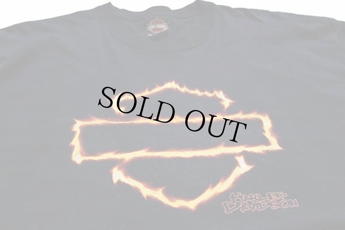 画像3: 00s USA製 HARLEY-DAVIDSONハーレー ダビッドソン 両面プリント タイダイ染め コットン 長袖Tシャツ 黒 XL (3)