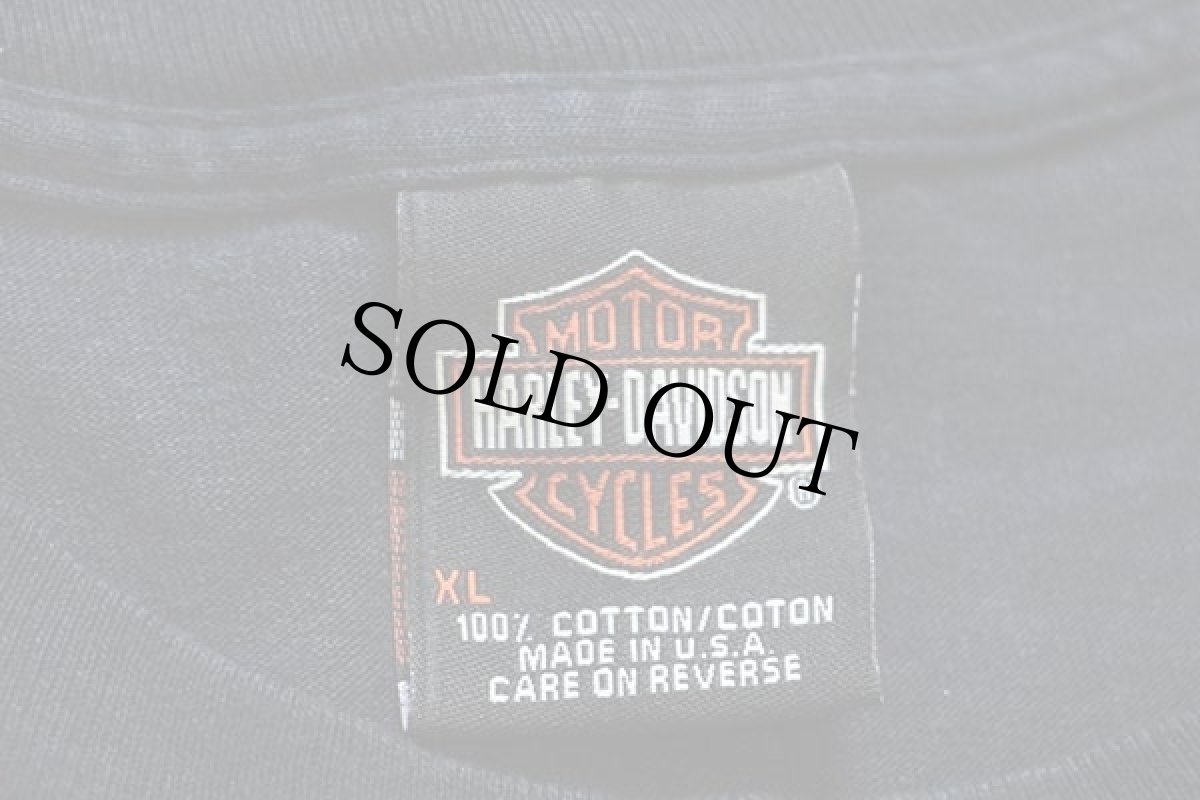 画像5: 00s USA製 HARLEY-DAVIDSONハーレー ダビッドソン 両面プリント タイダイ染め コットン 長袖Tシャツ 黒 XL (5)