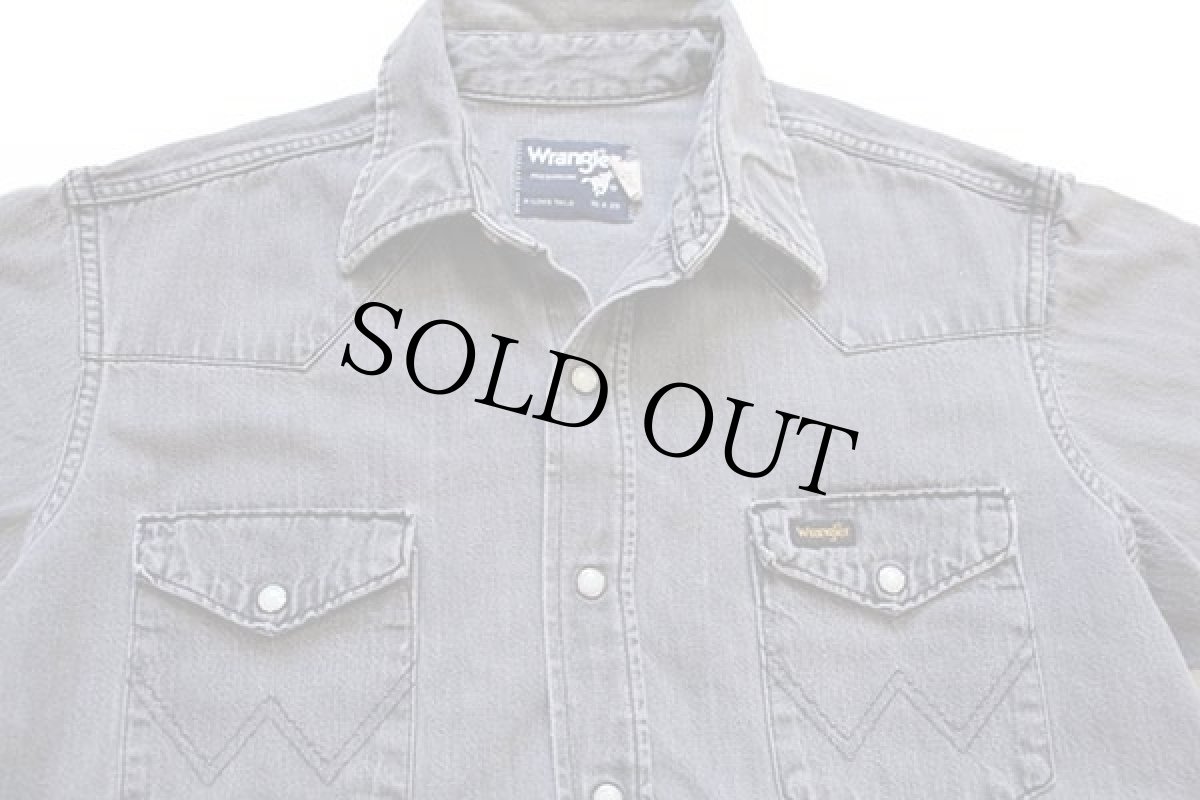 画像3: 80s USA製 Wranglerラングラー 70127BK ブラックデニム ウエスタンシャツ (3)