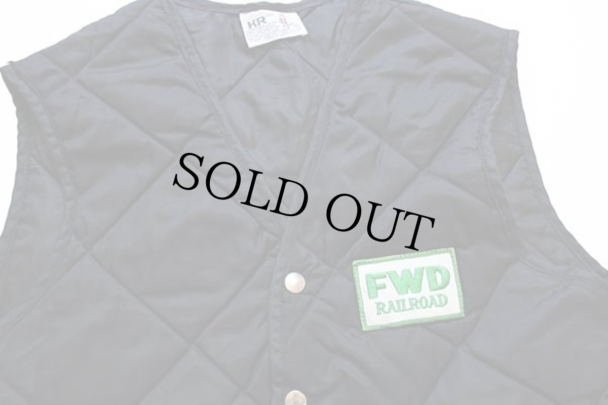 画像3: 80s H&R FWD RAILROAD パッチ付き ナイロン キルティング ライナーベスト 黒 M (3)