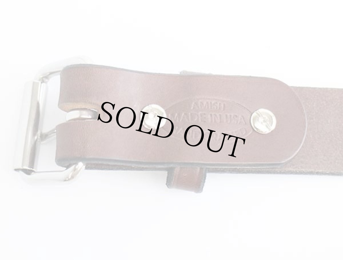 画像3: 新品★USA製 AMISH HANDCRAFTED アーミッシュ ハンドクラフト レザーベルト 茶 40 (3)