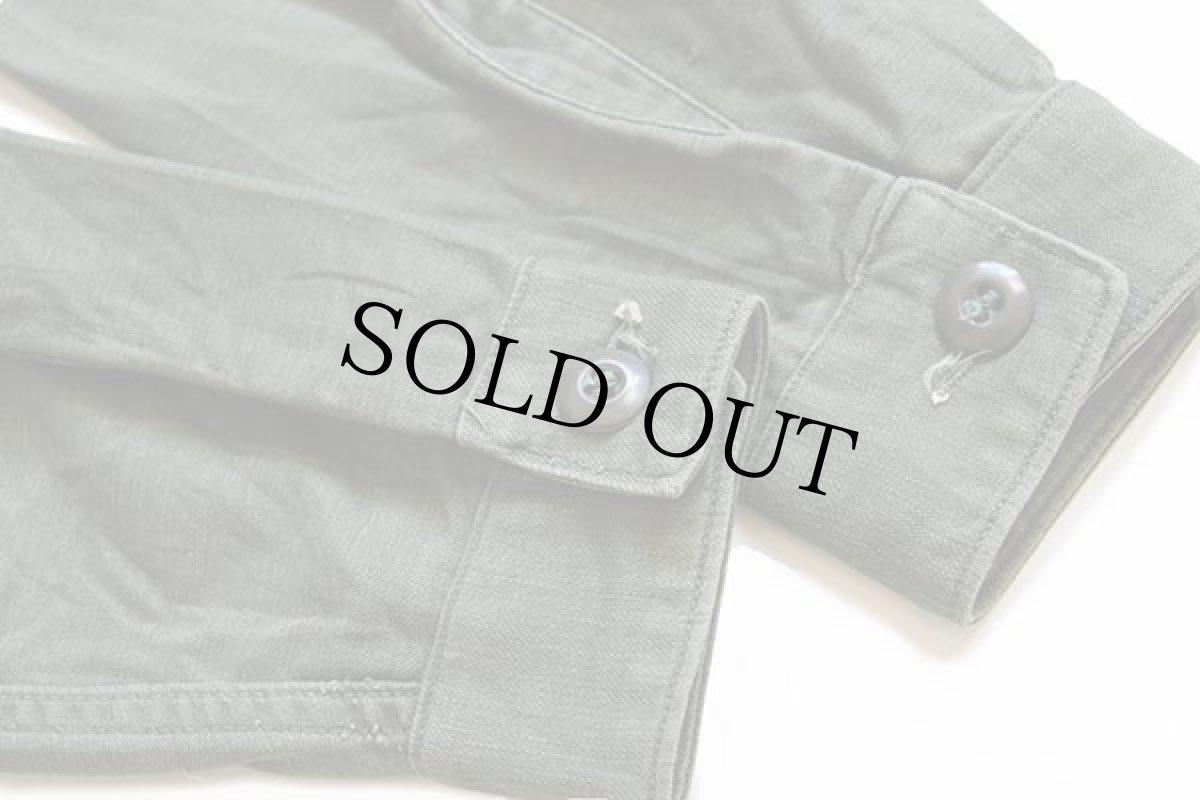 画像5: 60s 米軍 U.S.ARMY パッチ付き コットンサテン ユーティリティシャツ オリーブグリーン 15.5 (5)