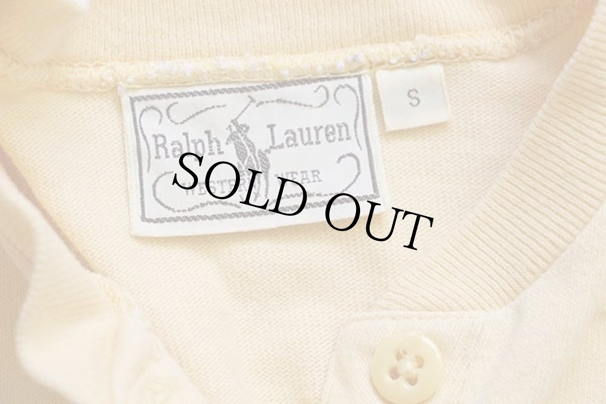 画像4: 80s ラルフローレン WESTERN WEAR ヘンリーネック コットン カットソー 薄黄 S (4)