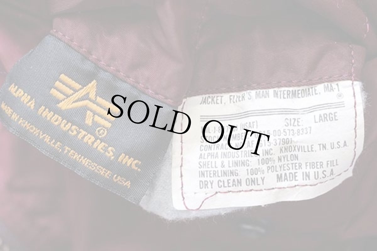 画像4: 90s USA製 ALPHAアルファ MA-1 フライトジャケット ボルドー L (4)