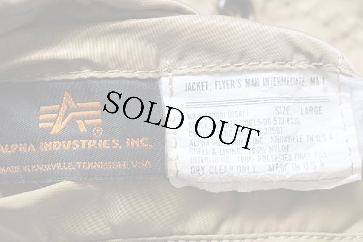 画像4: 90s USA製 ALPHAアルファ MA-1 フライトジャケット ゴールド L (4)