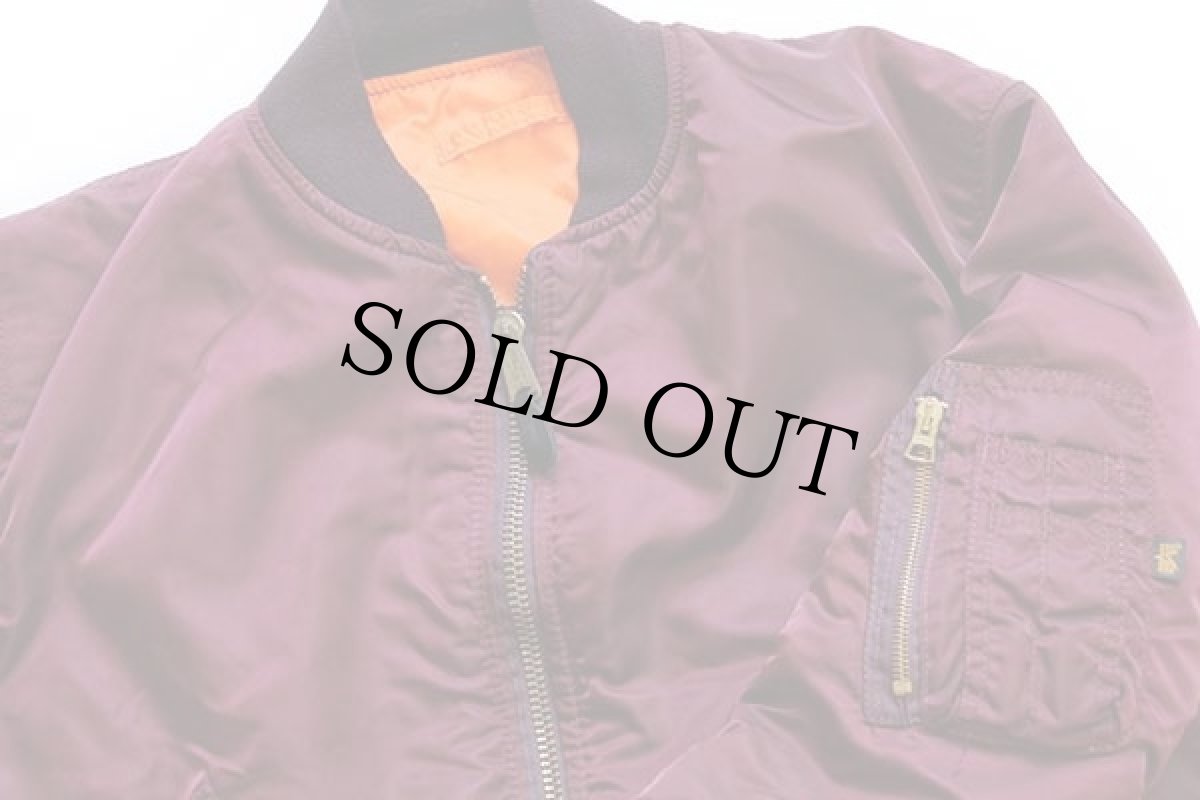 画像3: 90s USA製 ALPHAアルファ MA-1 フライトジャケット ボルドー L (3)