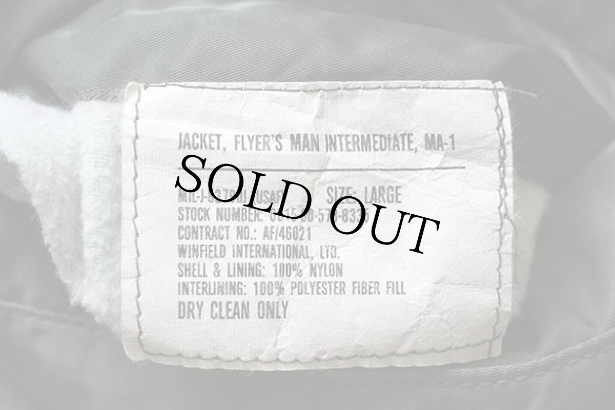 画像5: 90s WINFIELD INTERNATIONAL MA-1 フライトジャケット グリーン L (5)