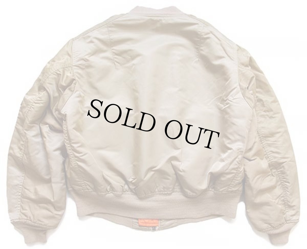 画像2: 90s USA製 ALPHAアルファ MA-1 フライトジャケット ゴールド L (2)