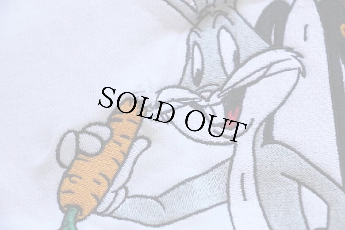 画像4: 90s ACME CLOTHING LOONEY TUNES That's all folks! 刺繍 スウェット 白 L (4)