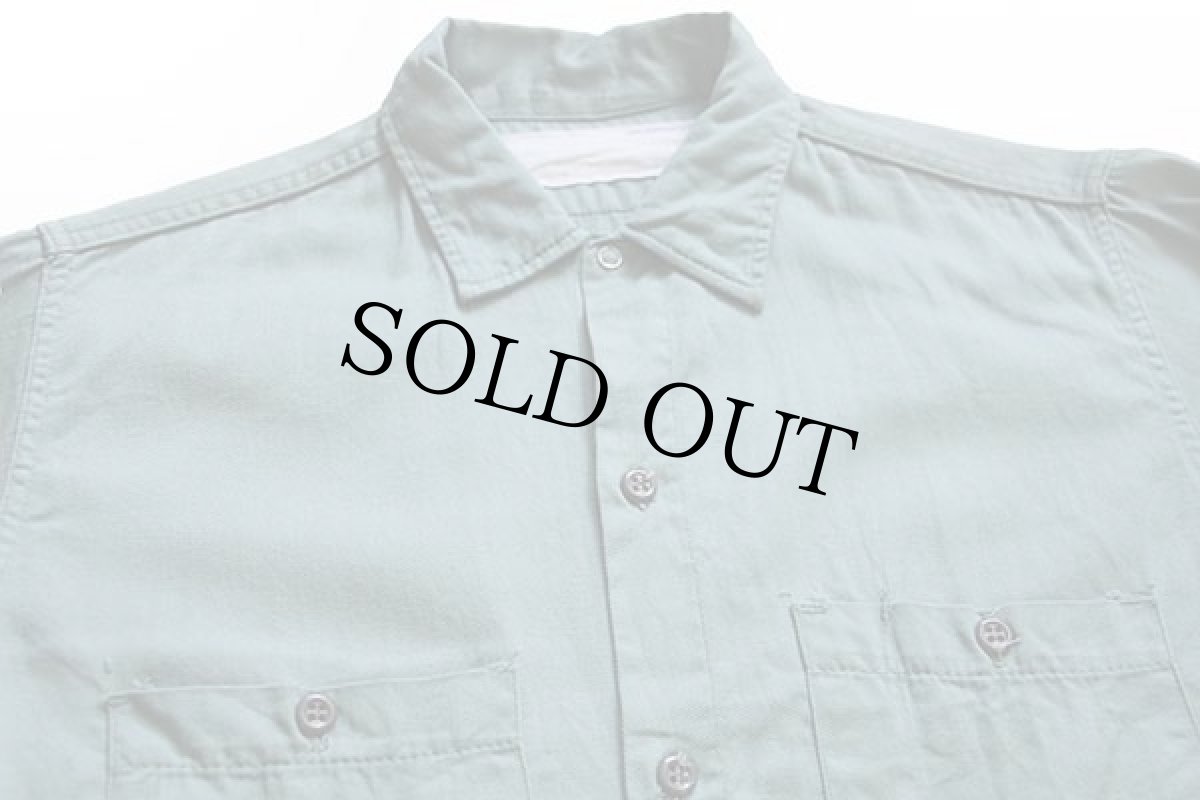 画像3: 60s CoverAll コットンツイル ワークシャツ 薄緑 S (3)