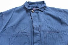 画像4: 60s USA製 WORK WEAR CORPORATION HBT ヘリンボーンツイル 半袖 オールインワン ブルーグレー 44★つなぎ (4)