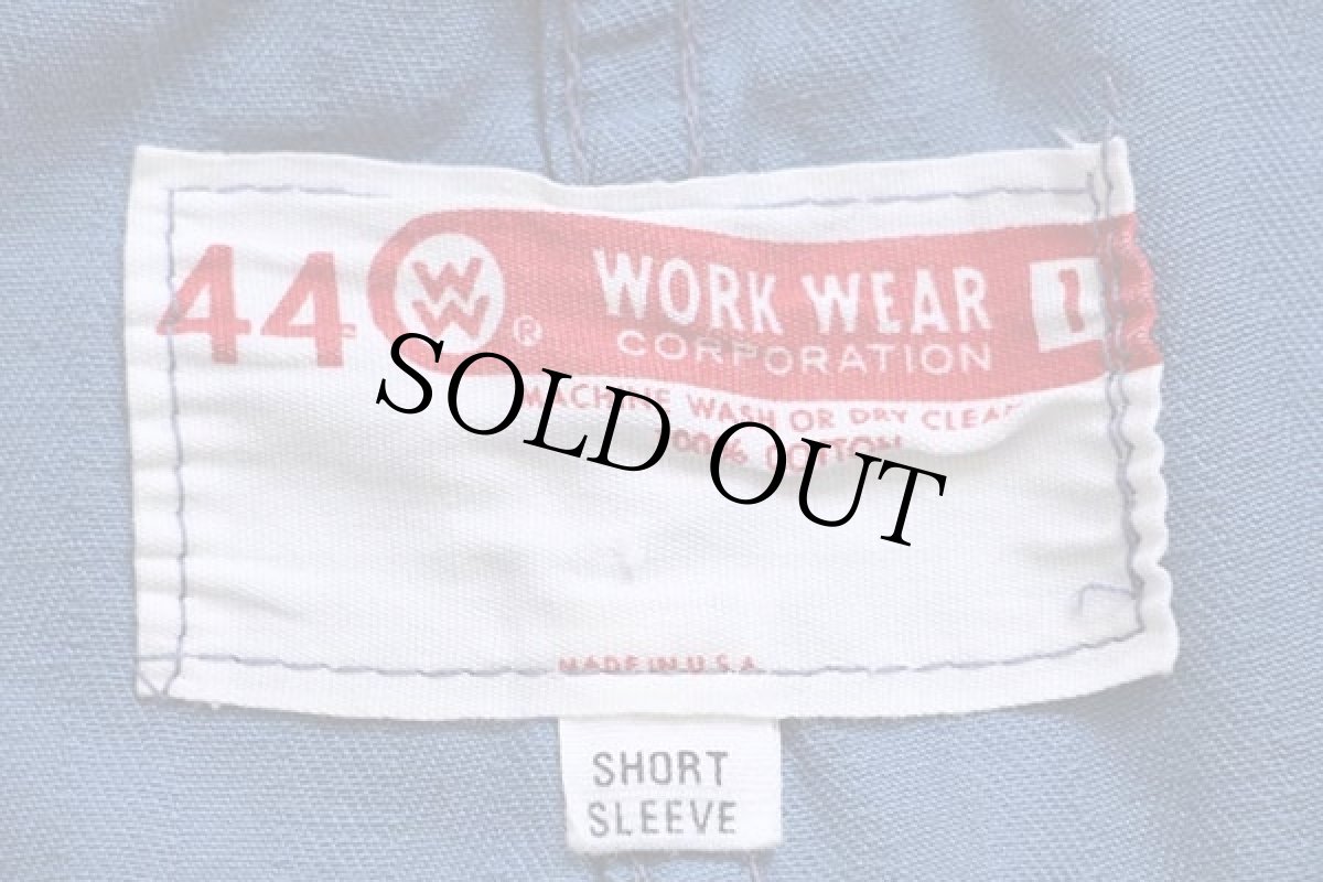 画像5: 60s USA製 WORK WEAR CORPORATION HBT ヘリンボーンツイル 半袖 オールインワン ブルーグレー 44★つなぎ (5)