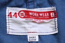 画像5: 60s USA製 WORK WEAR CORPORATION HBT ヘリンボーンツイル 半袖 オールインワン ブルーグレー 44★つなぎ (5)