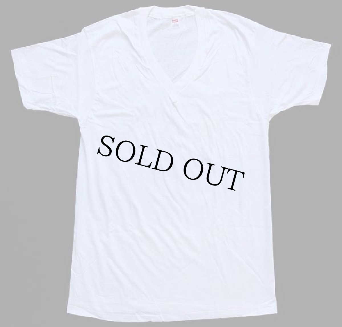 画像2: デッドストック★90s Hanes 無地 Vネック コットンTシャツ 白 L (2)