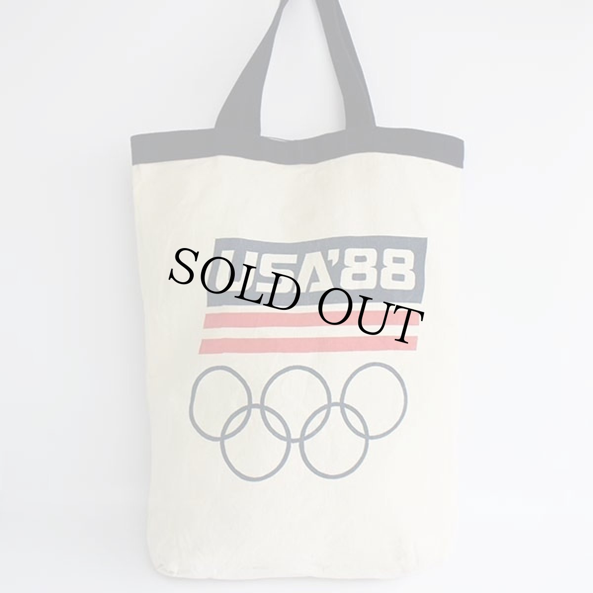 画像2: 80s USA'88 OLYMPICS オリンピック 染み込みプリント キャンバス バッグ 生成り (2)