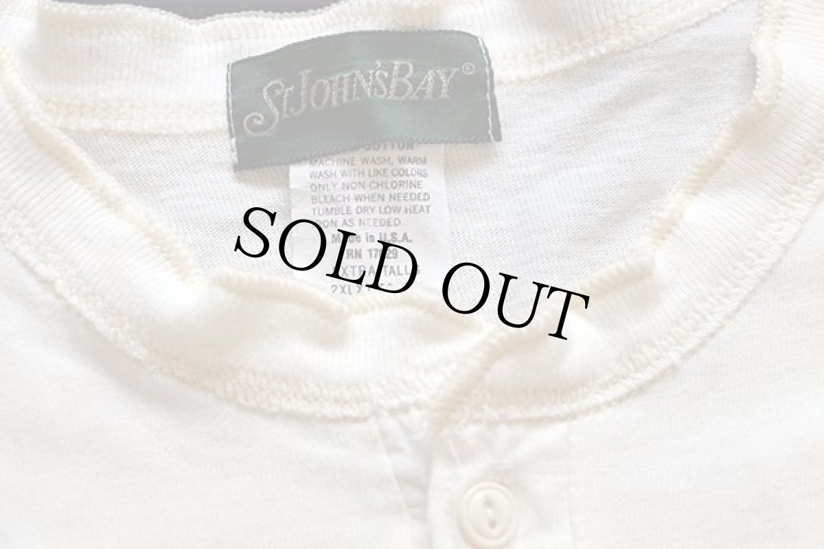 画像3: 90s USA製 STJOHN'SBAY ヘンリーネック コットンTシャツ 生成り 2XL XT (3)