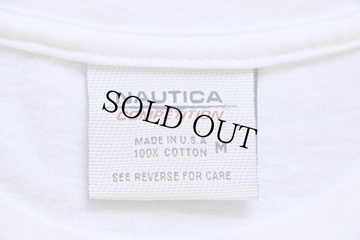 画像4: 90s USA製 NAUTICAノーティカ COMPETITION ロゴ コットン 長袖Tシャツ 白 M (4)