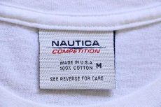 画像4: 90s USA製 NAUTICAノーティカ COMPETITION ロゴ コットン 長袖Tシャツ 白 M (4)