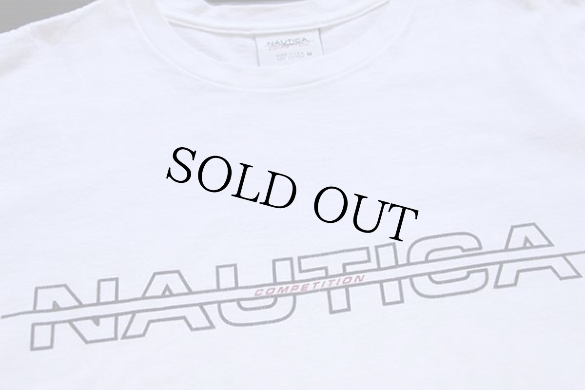 画像3: 90s USA製 NAUTICAノーティカ COMPETITION ロゴ コットン 長袖Tシャツ 白 M (3)