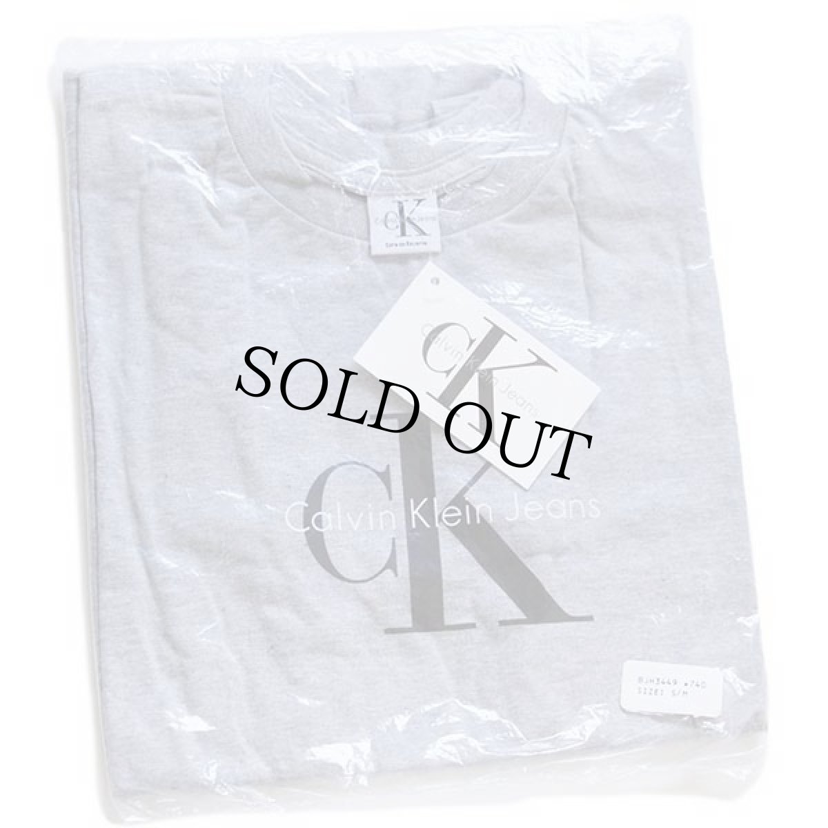 画像1: デッドストック★90s USA製 Calvin Klein Jeans カルバンクライン ロゴ コットンTシャツ グレー S/M (1)