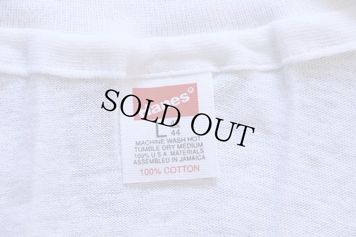 画像4: デッドストック★90s Hanes 無地 Vネック コットンTシャツ 白 L (4)