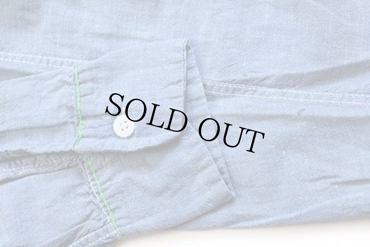 画像6: 70s UNKNOWN フラワー 刺繍入り コットン シャンブレーシャツ (6)