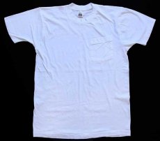 画像2: デッドストック★90s USA製 FRUIT OF THE LOOM 無地 コットン ポケットTシャツ 白 L (2)