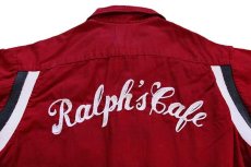 画像3: 60s USA製 Hiltonヒルトン Ralph's Cafe チェーン刺繍 コットン ボウリングシャツ バーガンディ M (3)