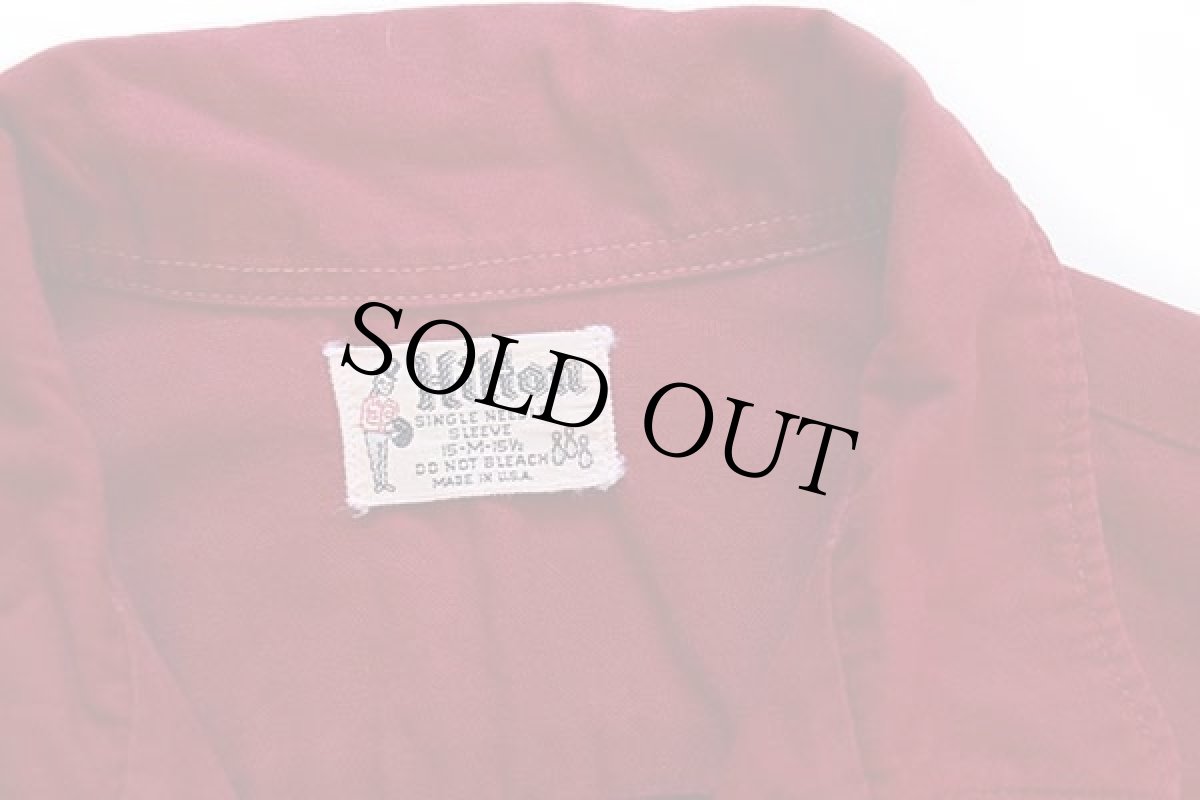 画像4: 60s USA製 Hiltonヒルトン Ralph's Cafe チェーン刺繍 コットン ボウリングシャツ バーガンディ M (4)